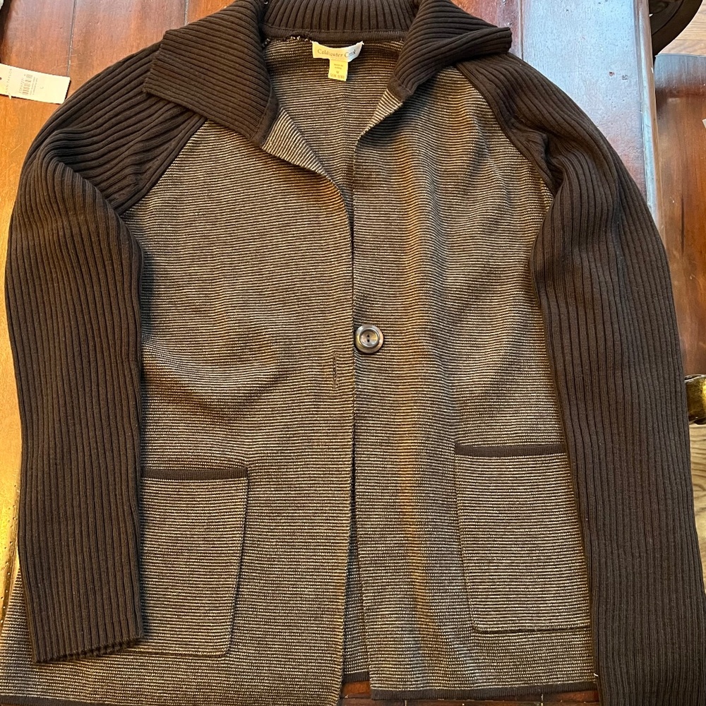 Coldwater Creek Brown Long Sleeve Knit Jacket with Pockets Women's Size 1X